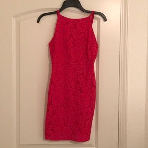 Hot pink body con dress